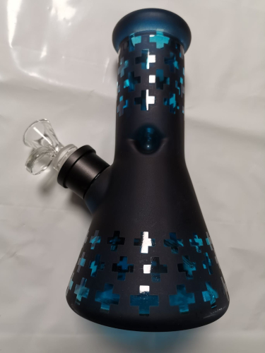 Glas Bong Schwarz Blau 20cm